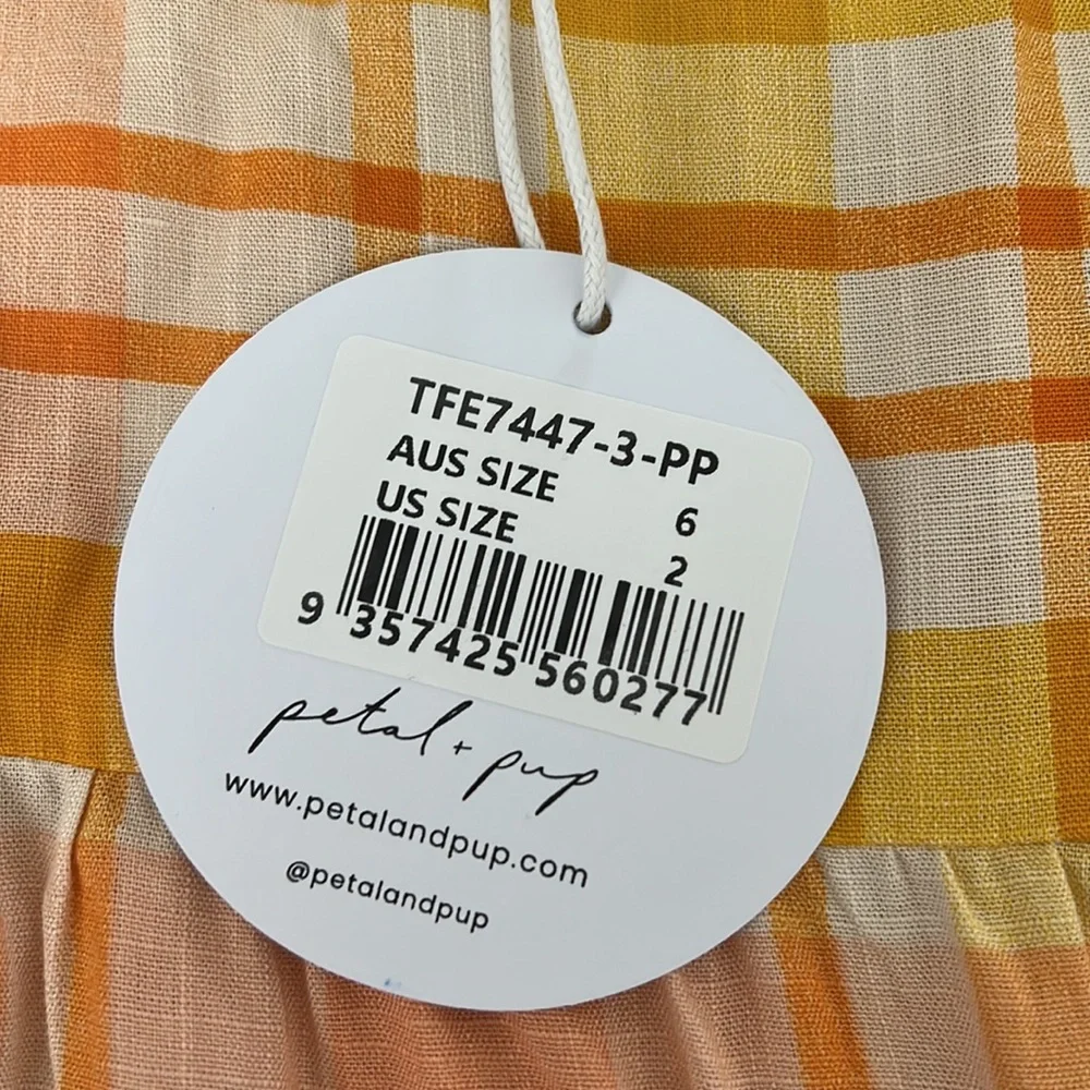 Petal & Pup Yellow and Peach Plaid Mini Dress - Picture 9 of 15